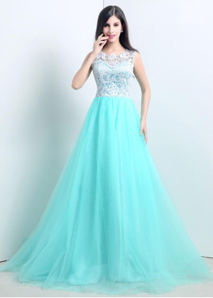 Lace Tulle Graceful Long Prom Dress